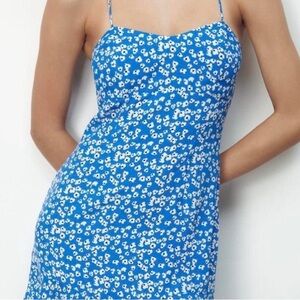 Zara Blue and White Spaghetti Strap Sundress